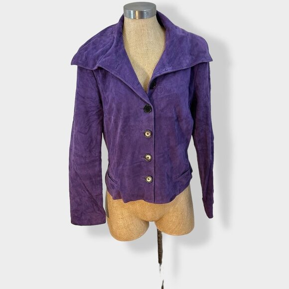 Lauren Ralph Lauren Vintage‎ Purple Suede Jacket L - Picture 1 of 6